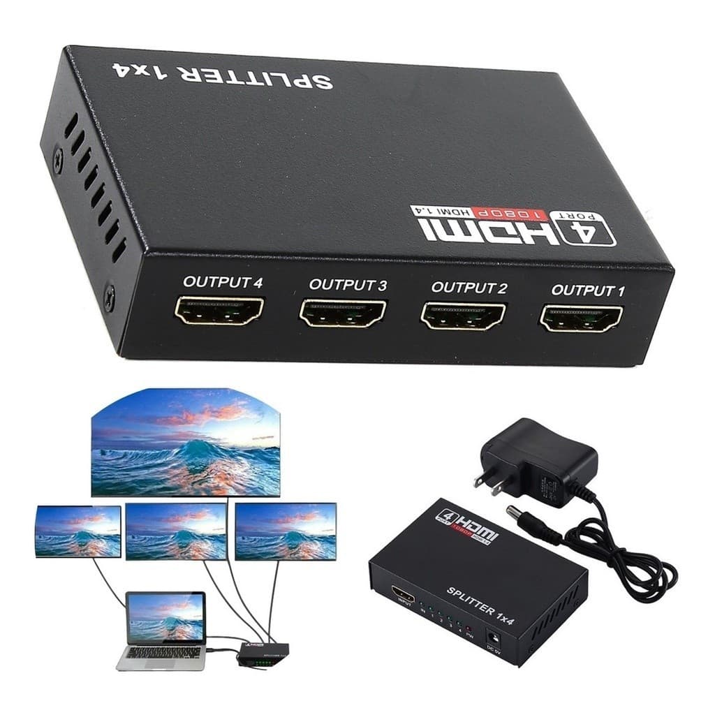 Adaptador Splitter Hdmi 1 Entrada 4 Saídas Full Hd 1080p 1x4