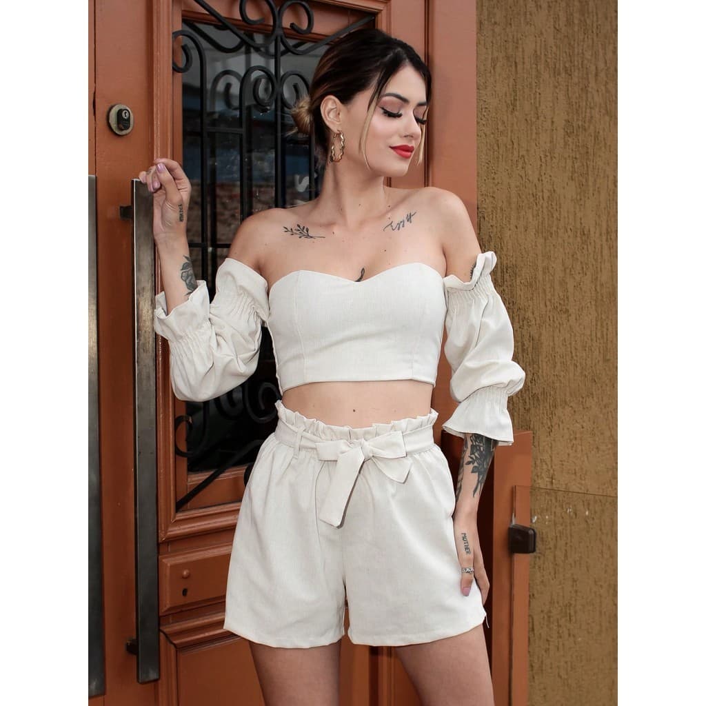 Conjunto de Linho com Manga Tomara que Caia