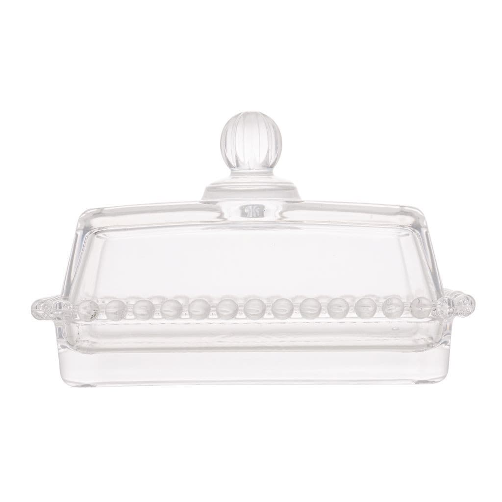 Manteigueira De Cristal Com Tampa Pearl Transparente 10,6cm X 10,6cm X 17,1cm