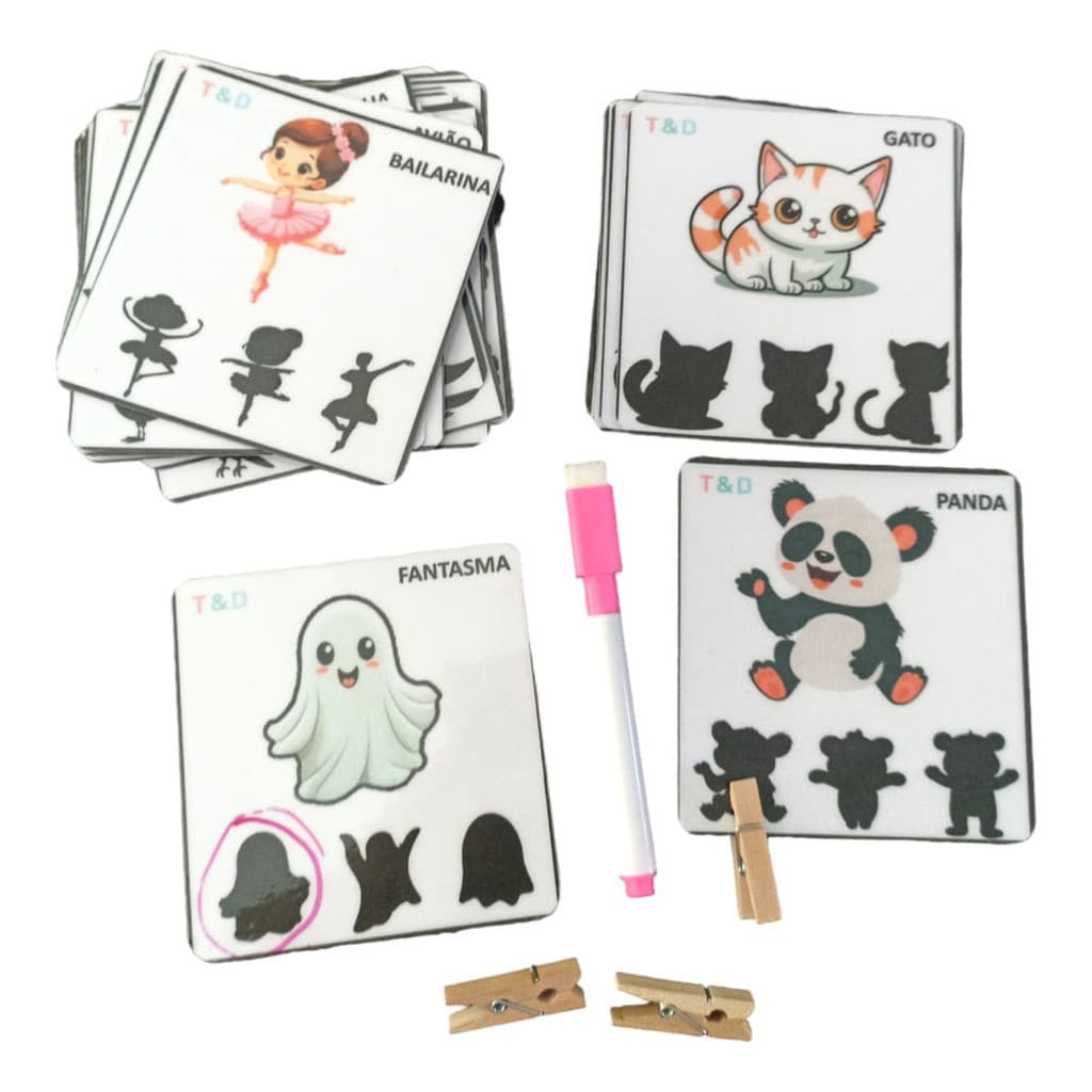 Brinquedo Pedagógico Cartinhas Das Sombras Plastificado Tdah