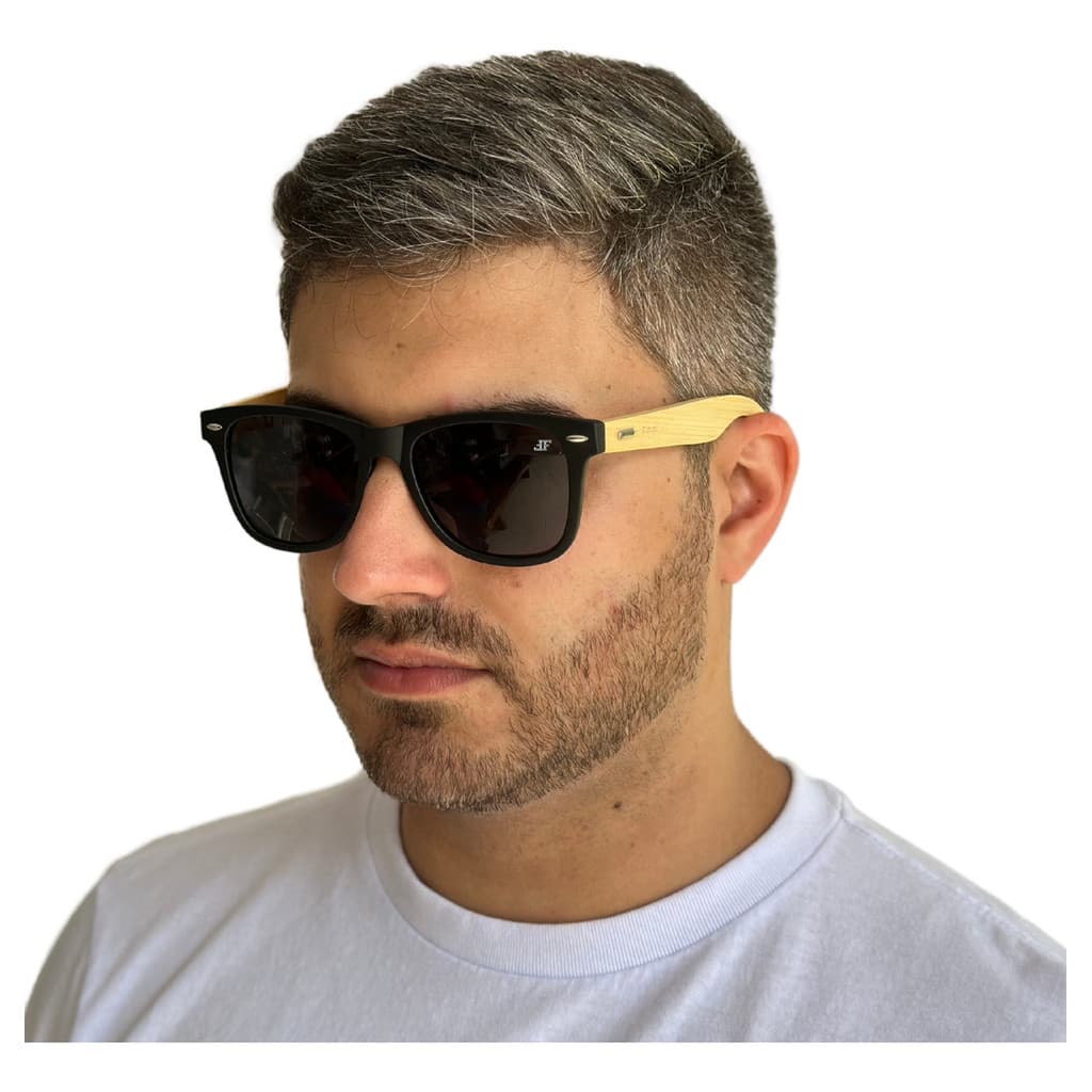 Óculos De Sol Masculino Polarizado Madeira Quadrado Original
