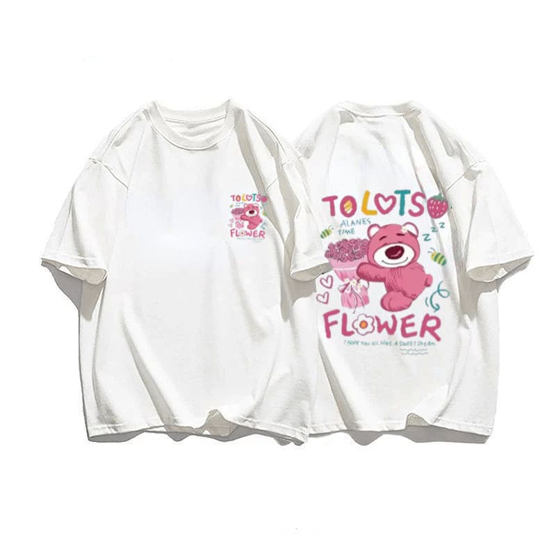 Camiseta Feminina Casual De Manga Curta , Gola Redonda , Coreana , Solta , Fofa , Desenho Animado , Retrô , Para Mulhere