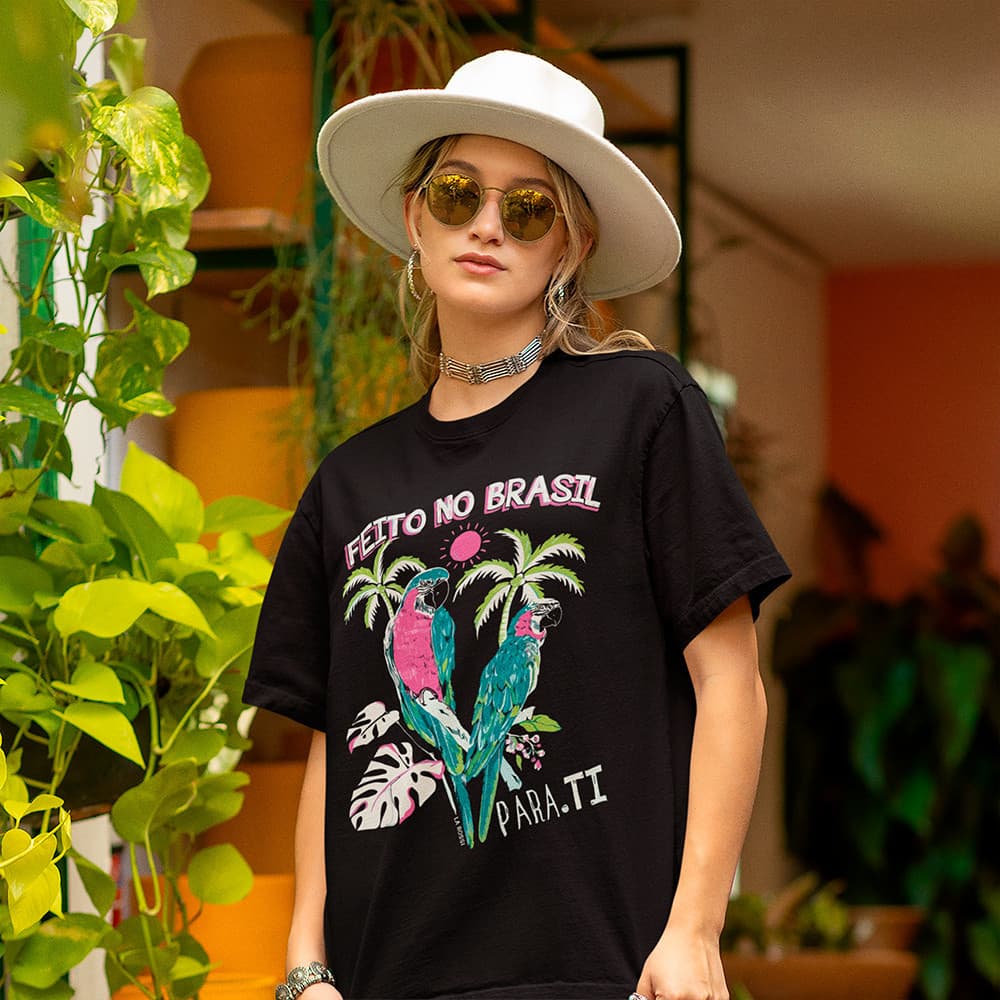 Camiseta Basica Algodão T-Shirt Estilo Verão Feito No Brasil Para Ti. Aves Araras Coloridas Tee Unissex blusa