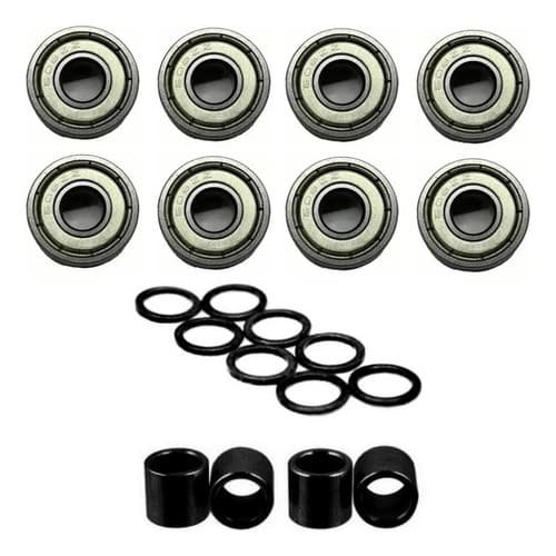 8 Rolamentos 608zz Skate Patins + 4 Espaçadores + 8 Arruelas