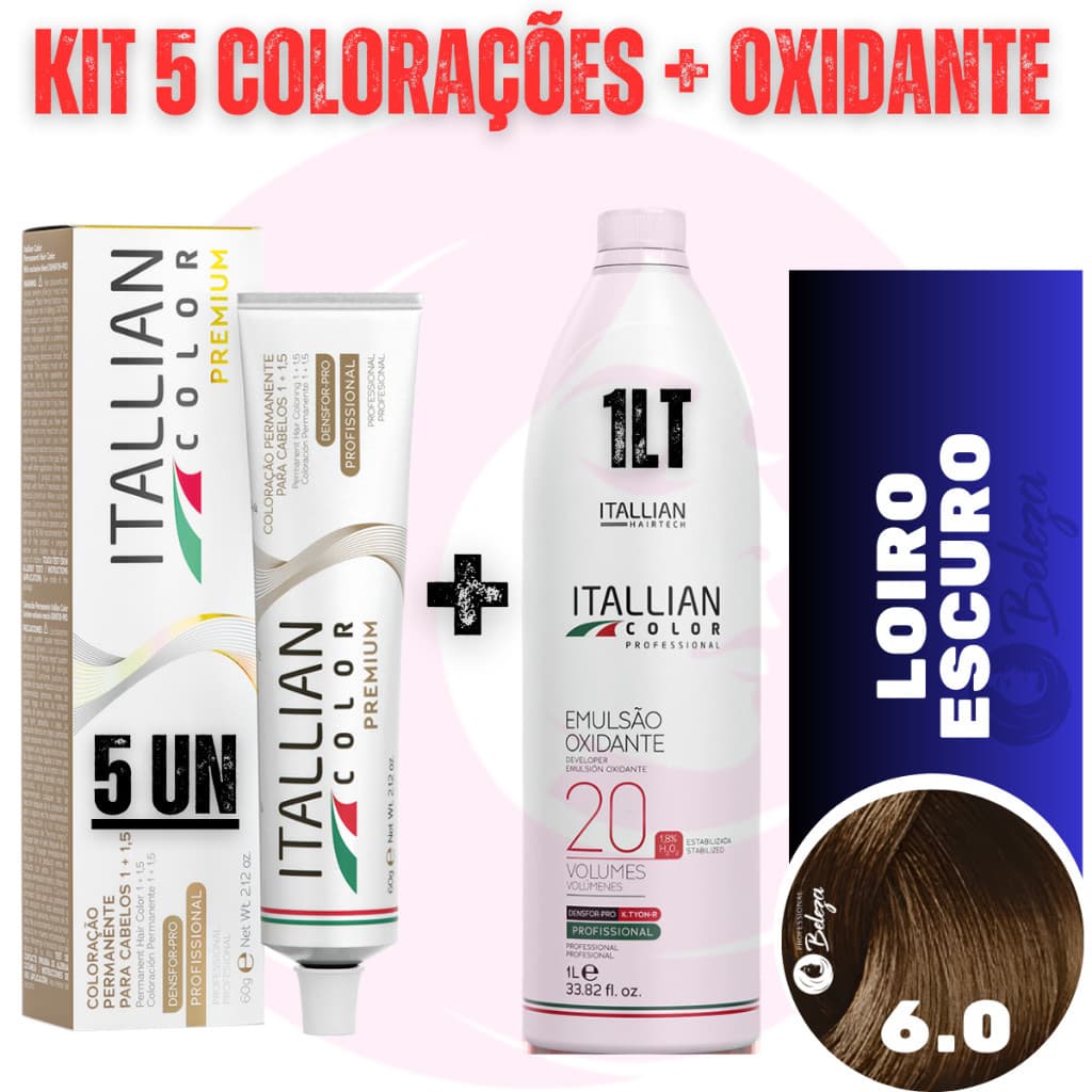 Kit 5 Tinta + Ox 20v Louro Escuro 6.0 Coloração
