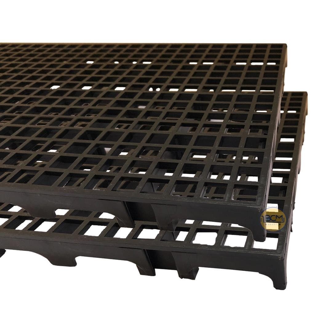 10 Palete Pallet Estrado Chao Plastico Preto 2,5 X 25 X 50