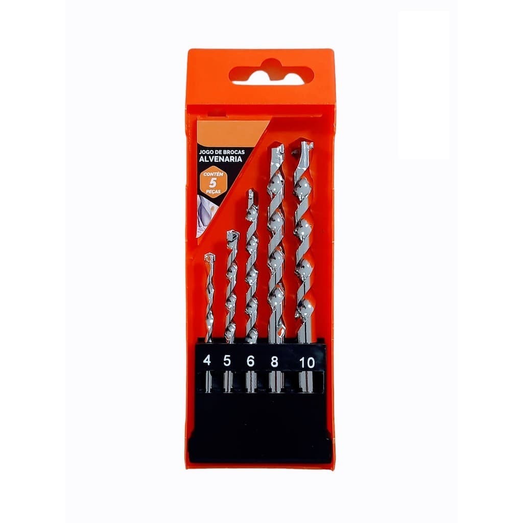 Kit 5 Brocas Concreto Alvenaria Encaixe Cilíndrico 4-5-6-8-10mm
