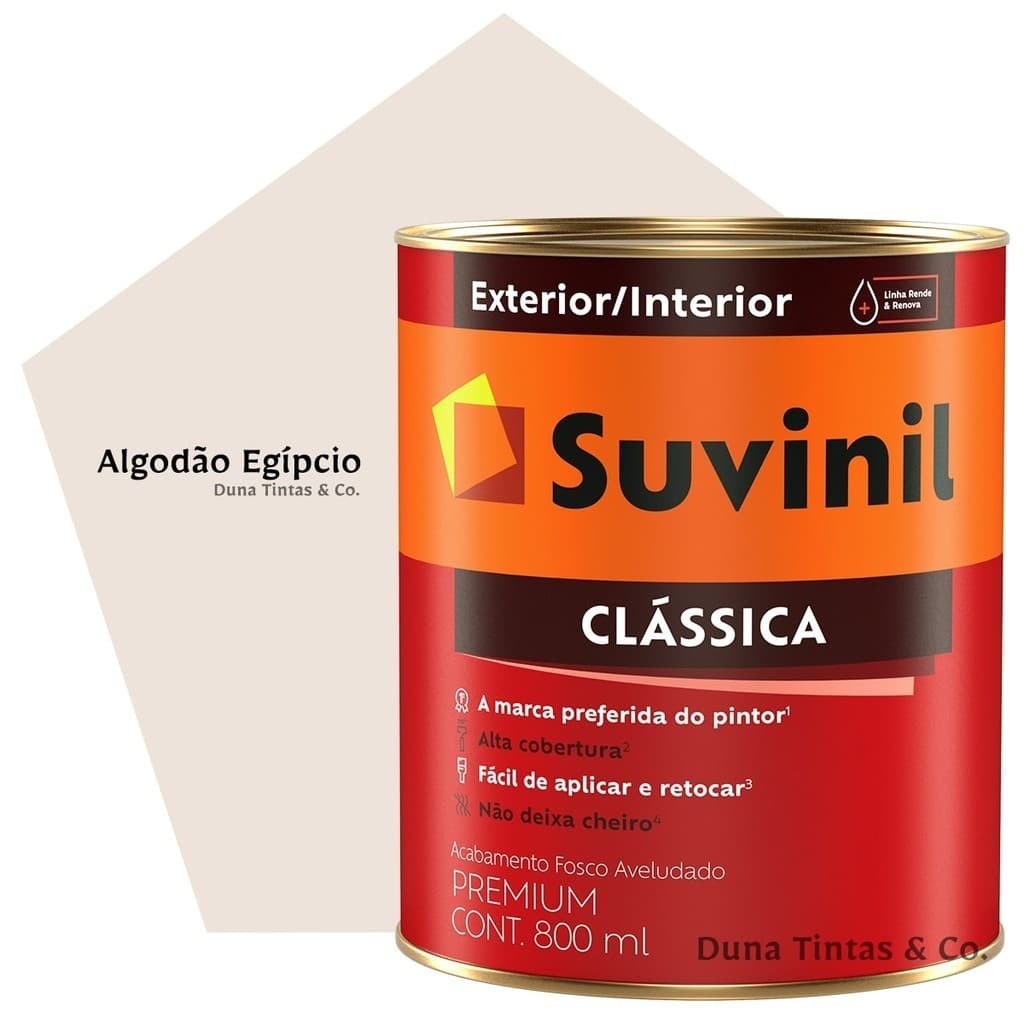 Tinta Suvinil Clássica Paredes e Tetos 800ml Algodão Egípcio
