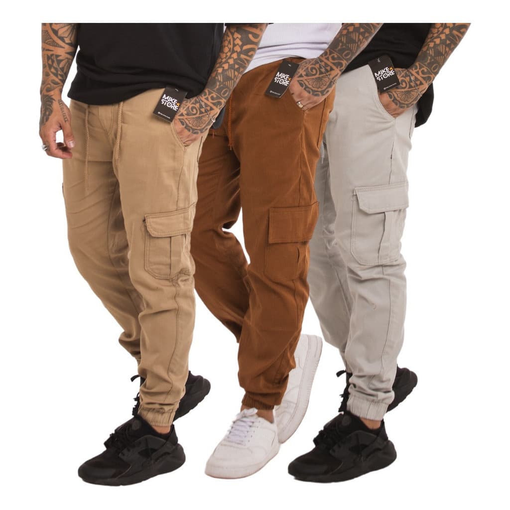 Kit 5 Calças Masculina Cargo Jogger Jeans Elástico Atacado
