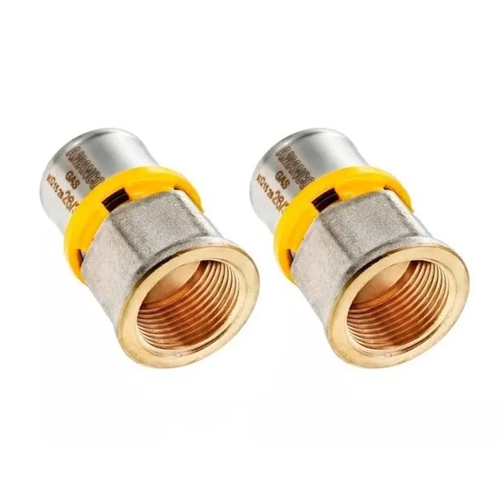 Kit 2 Conector Pex Reto Fêmea 16mm Gás Fogão Cozinha Cooktop