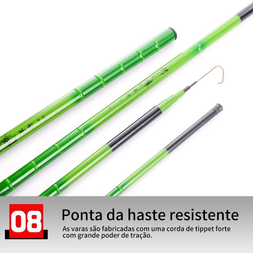 Vara de PescaTelescópica Ação Rápida Ultra Leve Resistente Compacta Fibra de Vidro Vara de mão para rios Lagos 2.7M-7.2M
