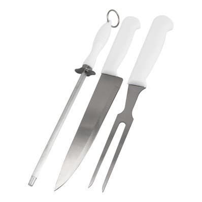 Kit De Churrasco 3 Peças Faca Garfo Chaira