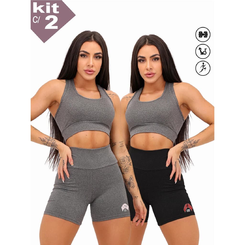 KIT c/2 SHORT FEMININO SUPLEX PREMIUM CURTO BOSTON NEW YORK SHORTS MODA GRINGA