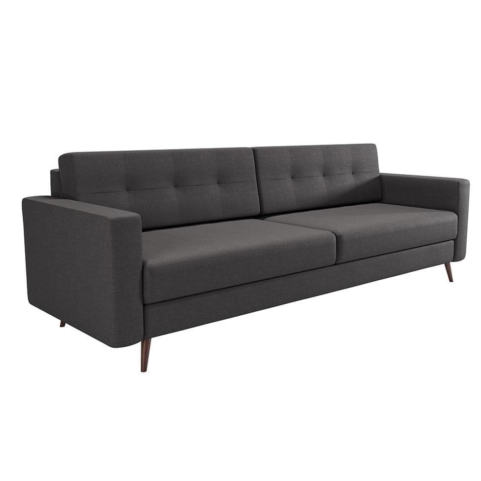 Sofá 3 Lugares Pé Palito Living Linho Cotton Grafite 210 cm