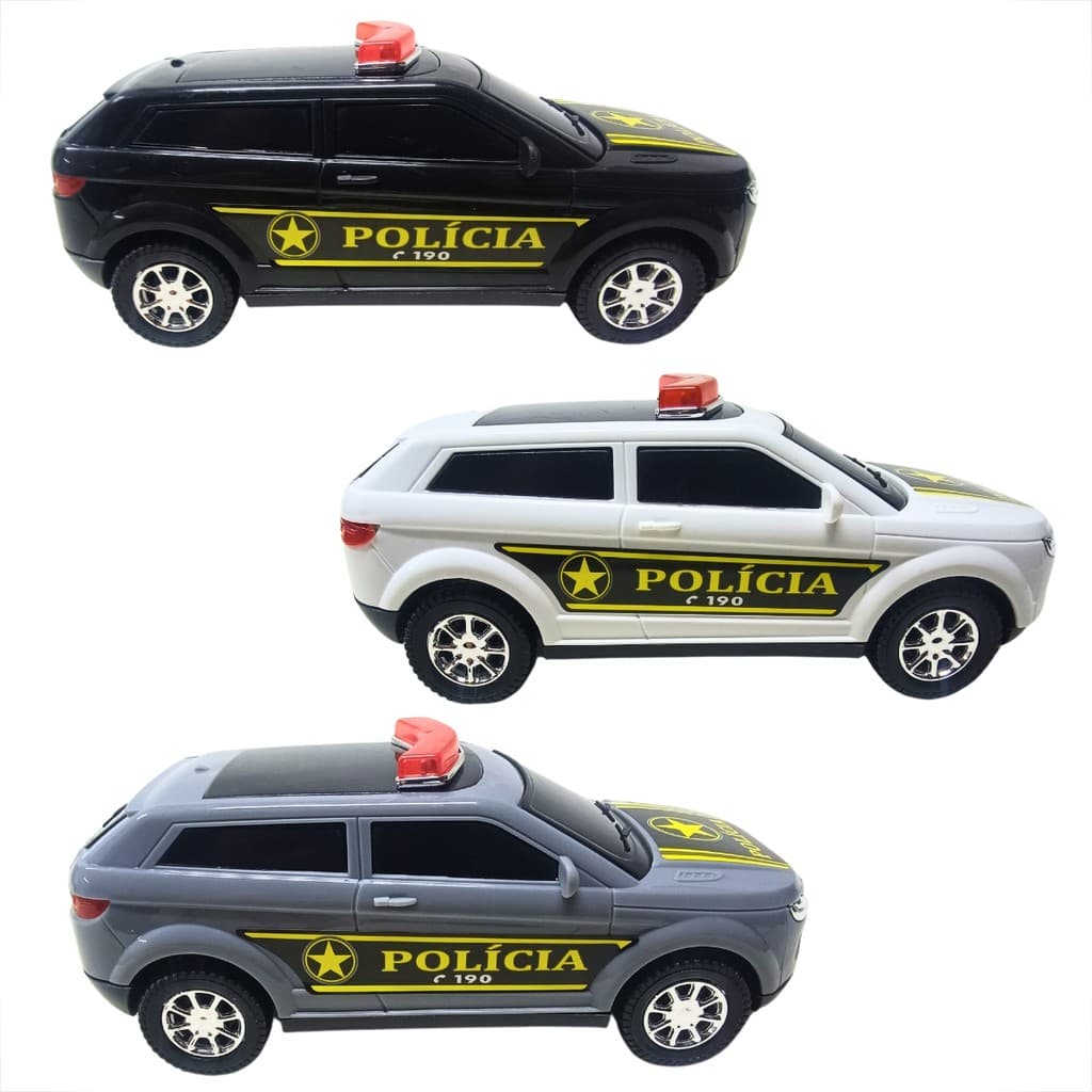 Carrinho De Brinquedo Miniatura Suv Land Rover Policia Diverplas Rodas Livres 22cm