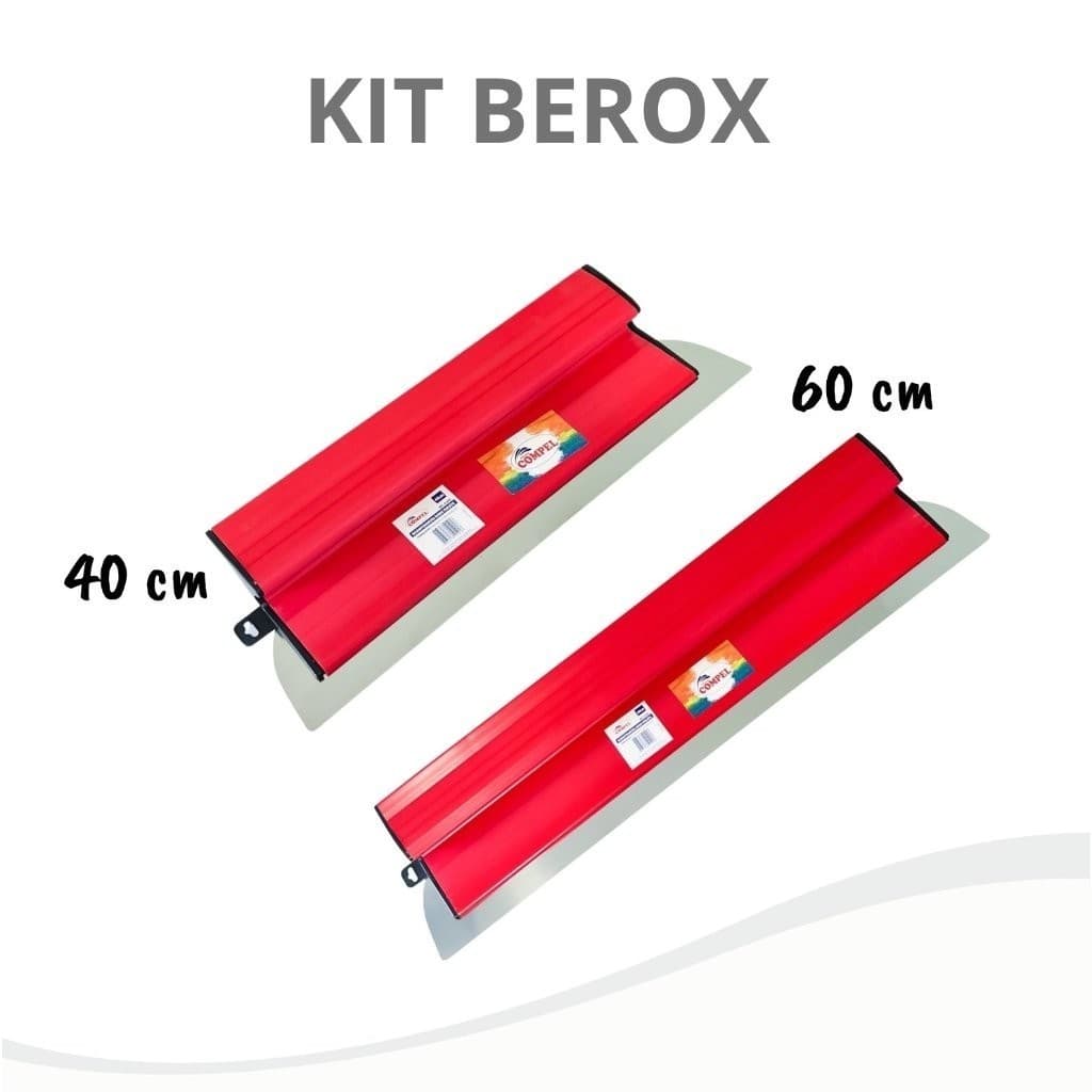 Kit Desempenadeira Espátula Berox 40/60cm Aço Inox Inoxidável