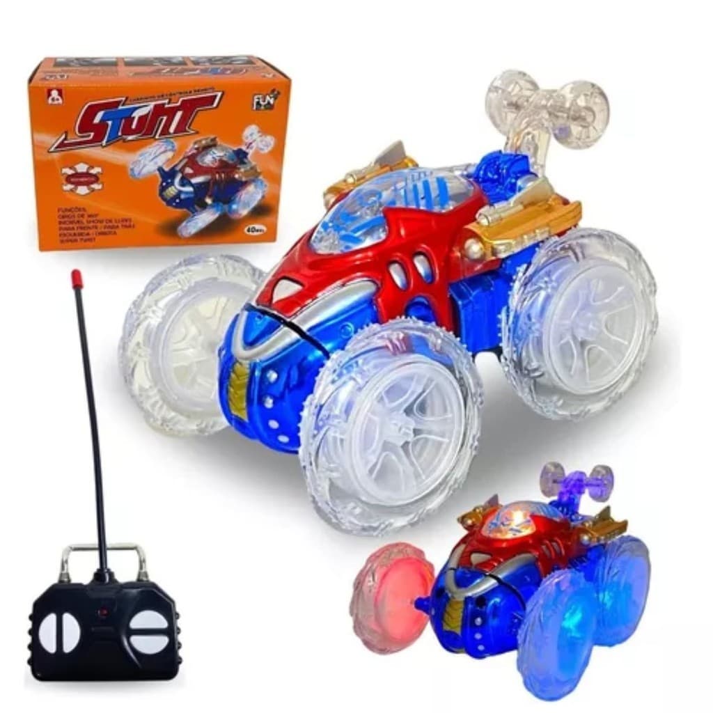 Brinquedo Carrinho Maluco Controle Remoto Giro 360° Luzes