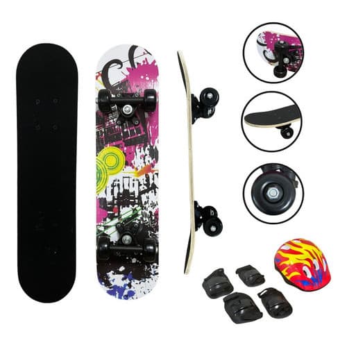 Skate Infantil 24 Shape City Kit Proteção E Bolsa Importway