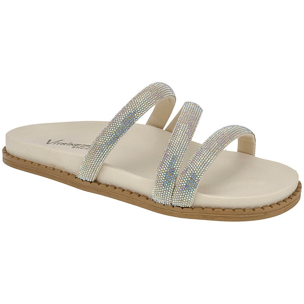 Sandália Papete Birken Strass Feminina Holográfica