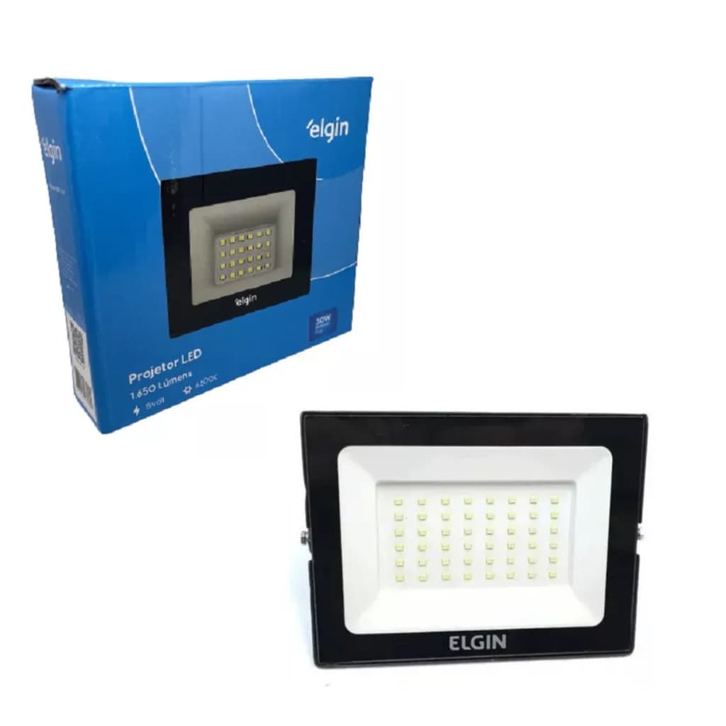 Refletor Projetor Luminária LED 30W 6500K Preto - Elgin
