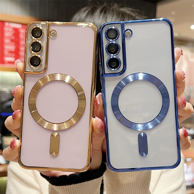 Capa Magnética Transparente De Proteção Da Câmera Para Samsung Galaxy S24 S23 S22 S21 FE Ultra Plus Traseira Macia Magsafe TPU