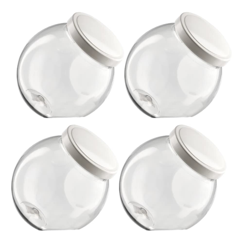 Kit 4 Pote Plástico Baleiro 500ml Tampa Rosca Branca Pote Doces Mantimentos