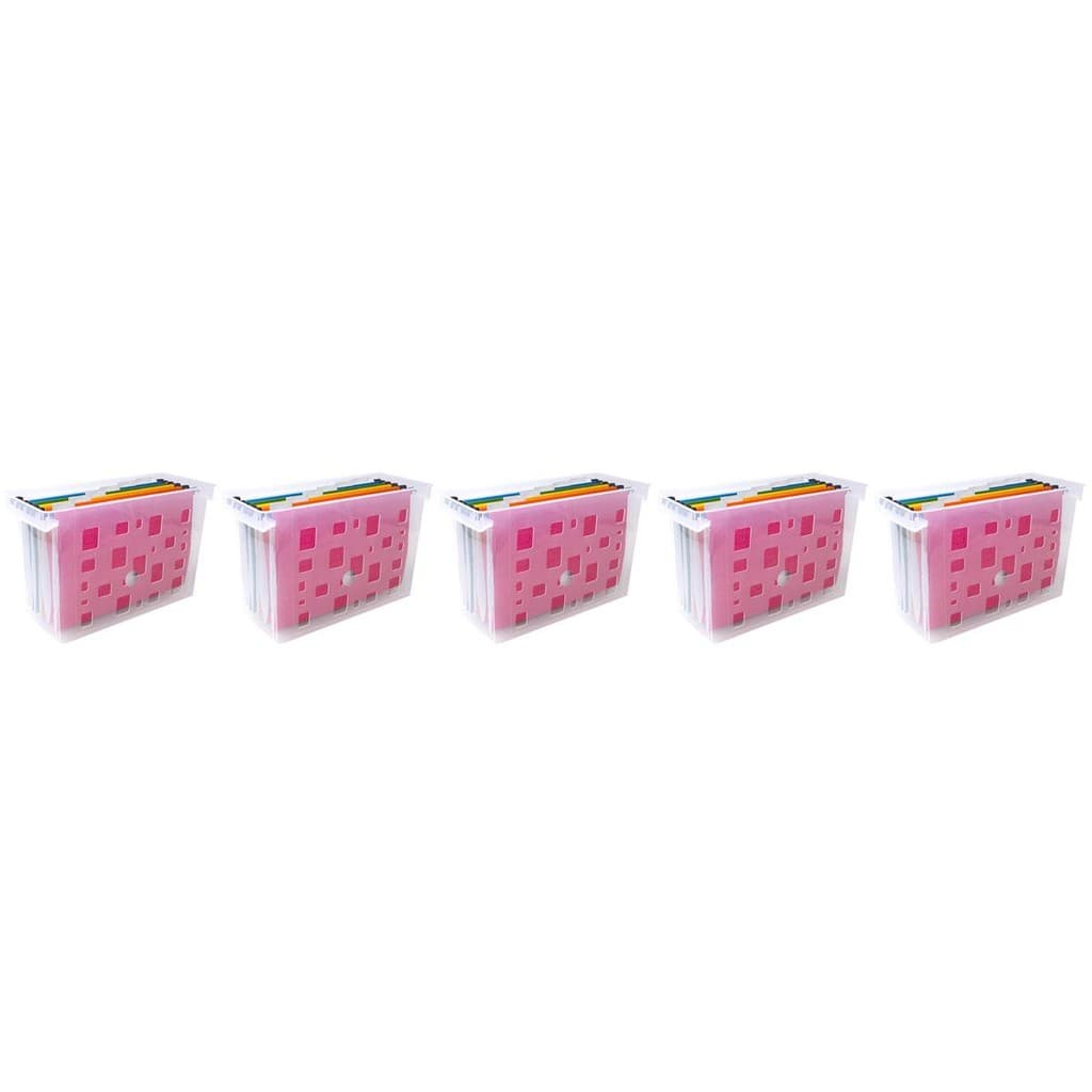 5 Caixas Arquivo Transparentes 6 Pastas Suspensas Coloridas