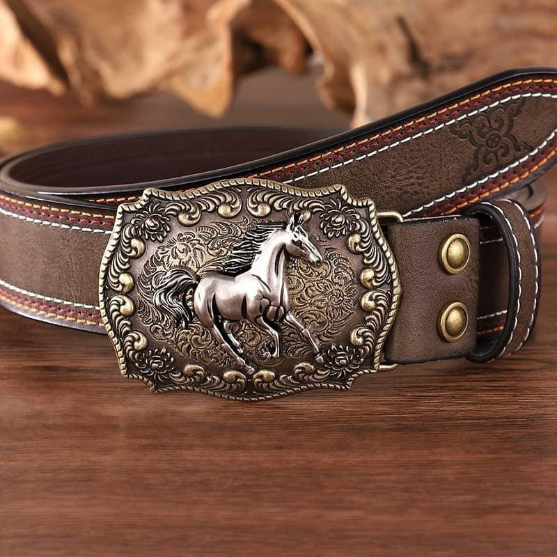 Cinto Fivela Cavalo Quadrada Vintage Haras Rodeio Agro Bruto