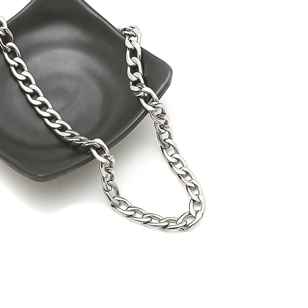 Corrente Masculina Groumet Elo Detalhe Aço Inox 1x1 60cm 5mm Para presente