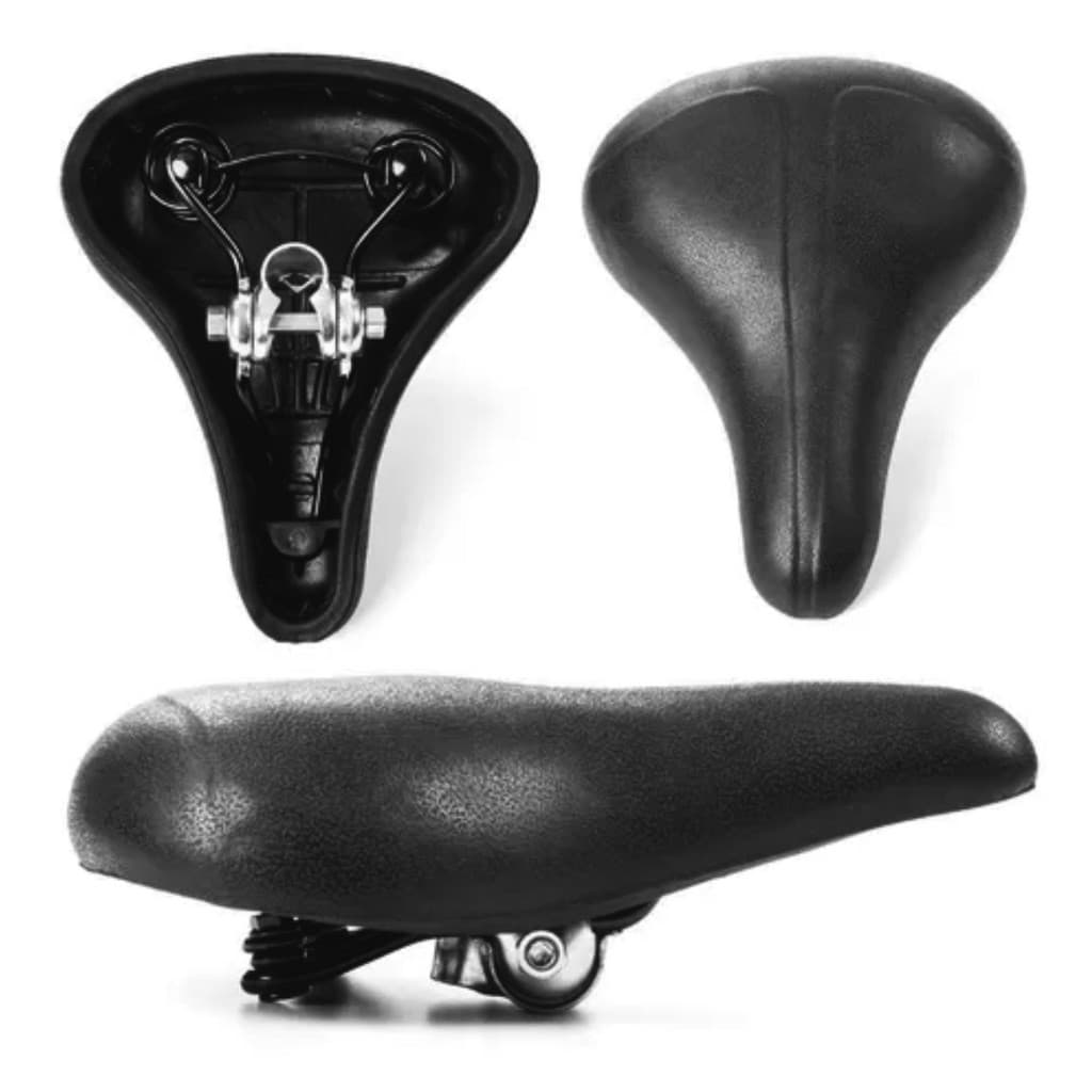 Selim Banco Monark Largo Preto Barra Circular 2 Molas Para Bike