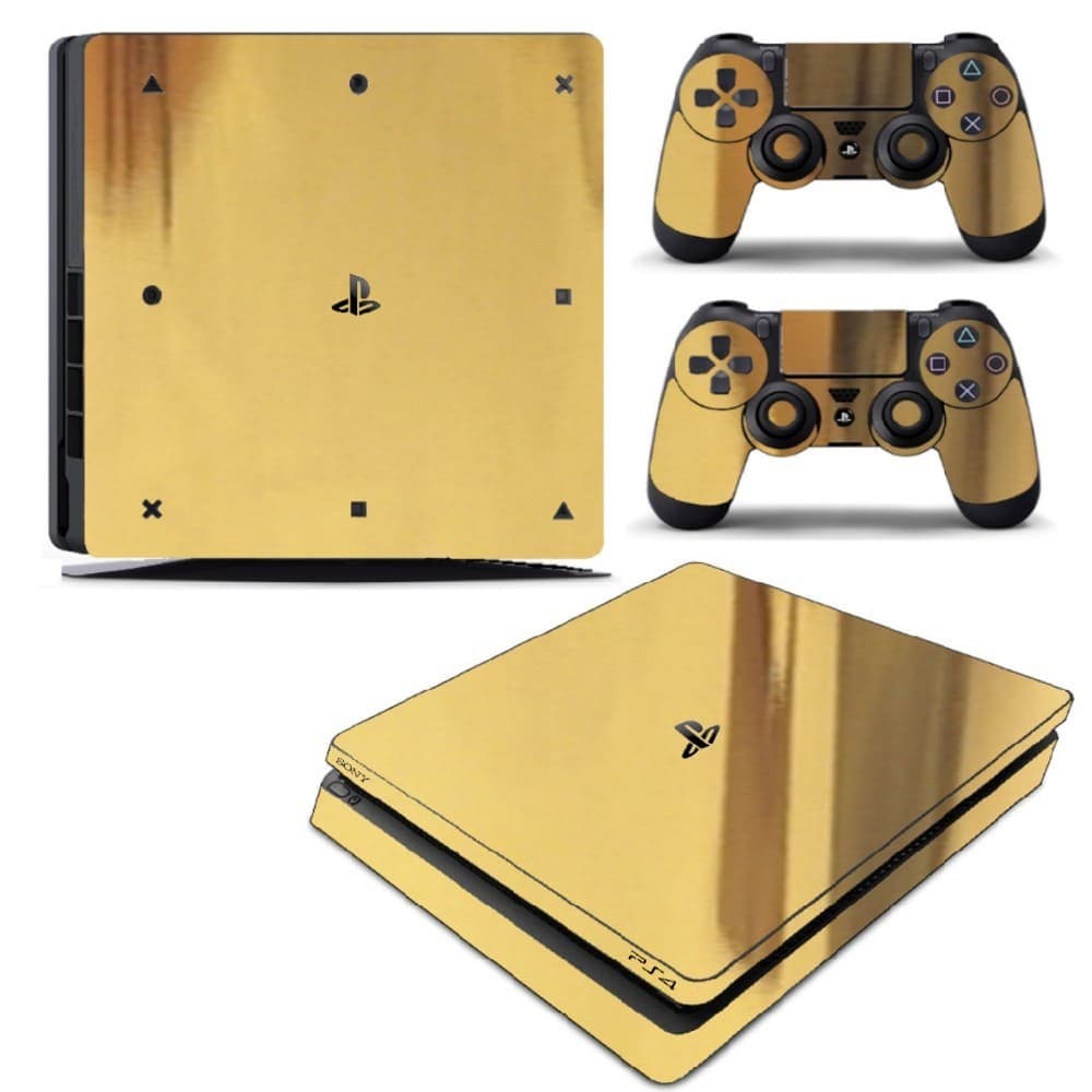 Skin PS4 Slim Playstation Adesivo Sticker Película Protetora Cromo Gold Console