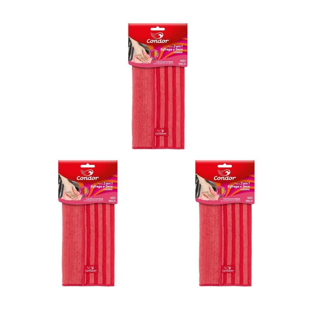 Pano Microfibra Limpeza Cozinha Pia 30x30cm Rosa Kit C/ 3 Un