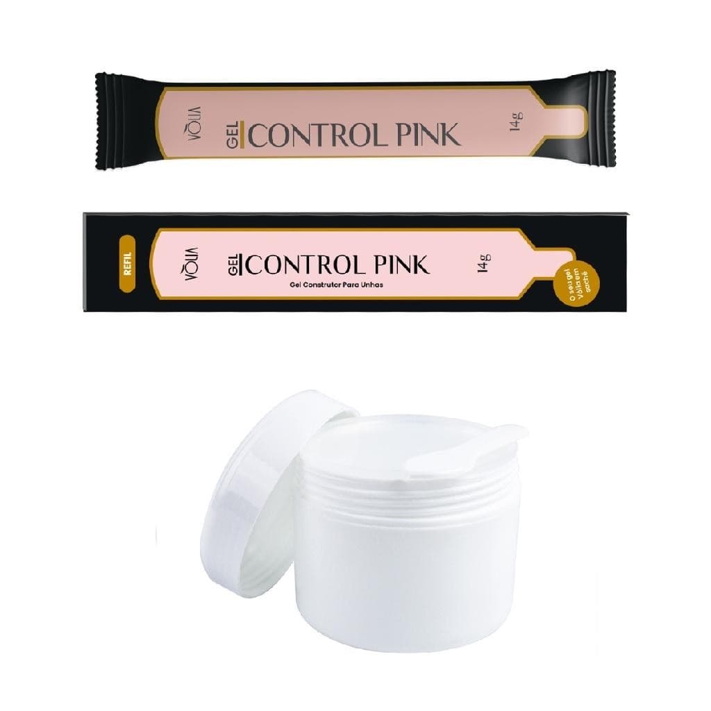 Sachê Gel Construtor Control Pink Vòlia + Pote Reutilizável Alongamento de Unhas Manicure Unhas de Gel