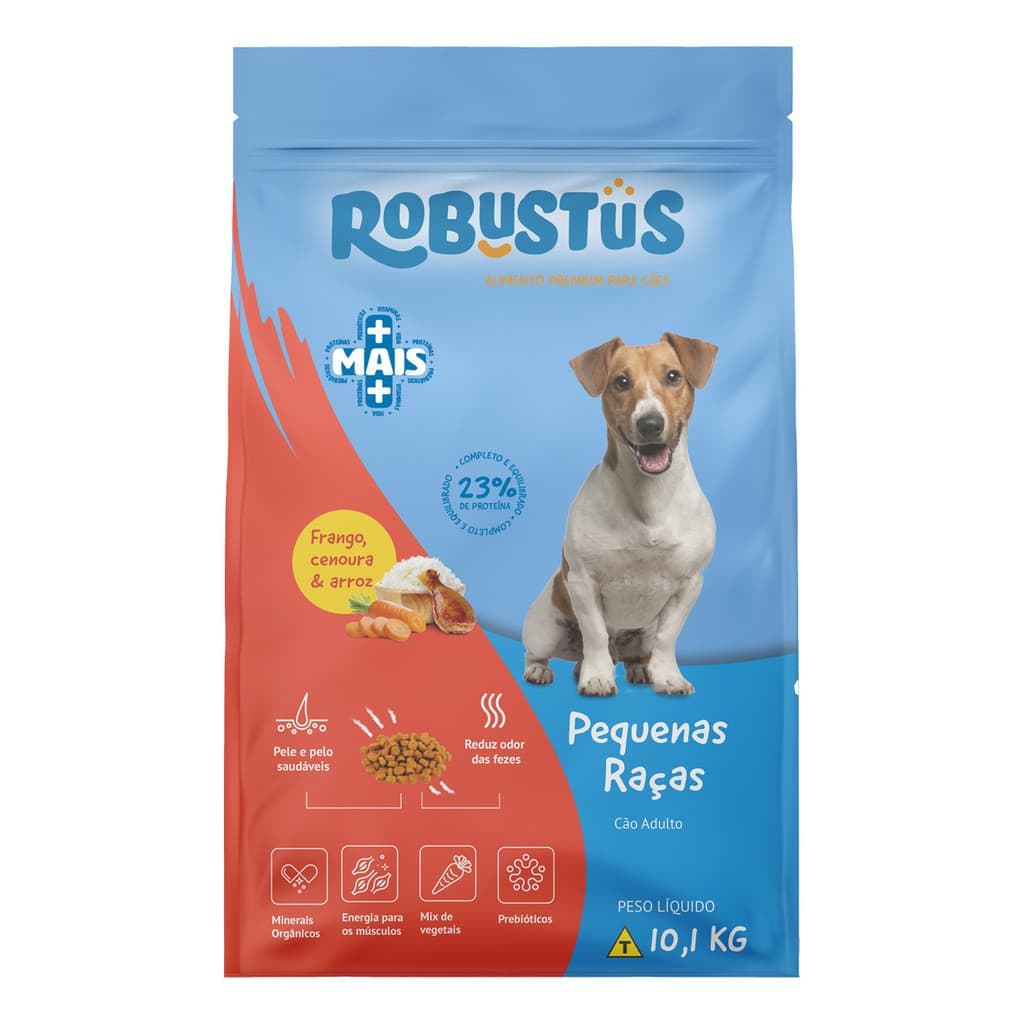 Ração Premium Linha +Mais Cachorro Cães Adultos Raças Pequenas 23% Proteína 10,1kg Robustus