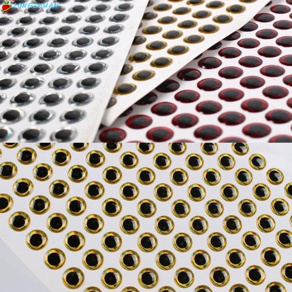 LONNGZHUAN 300 Grãos Olhos De Isca De Peixe , Olho Holográfico De 3mm-9mm , Gabaritos De Aderência Artesanato Pesca