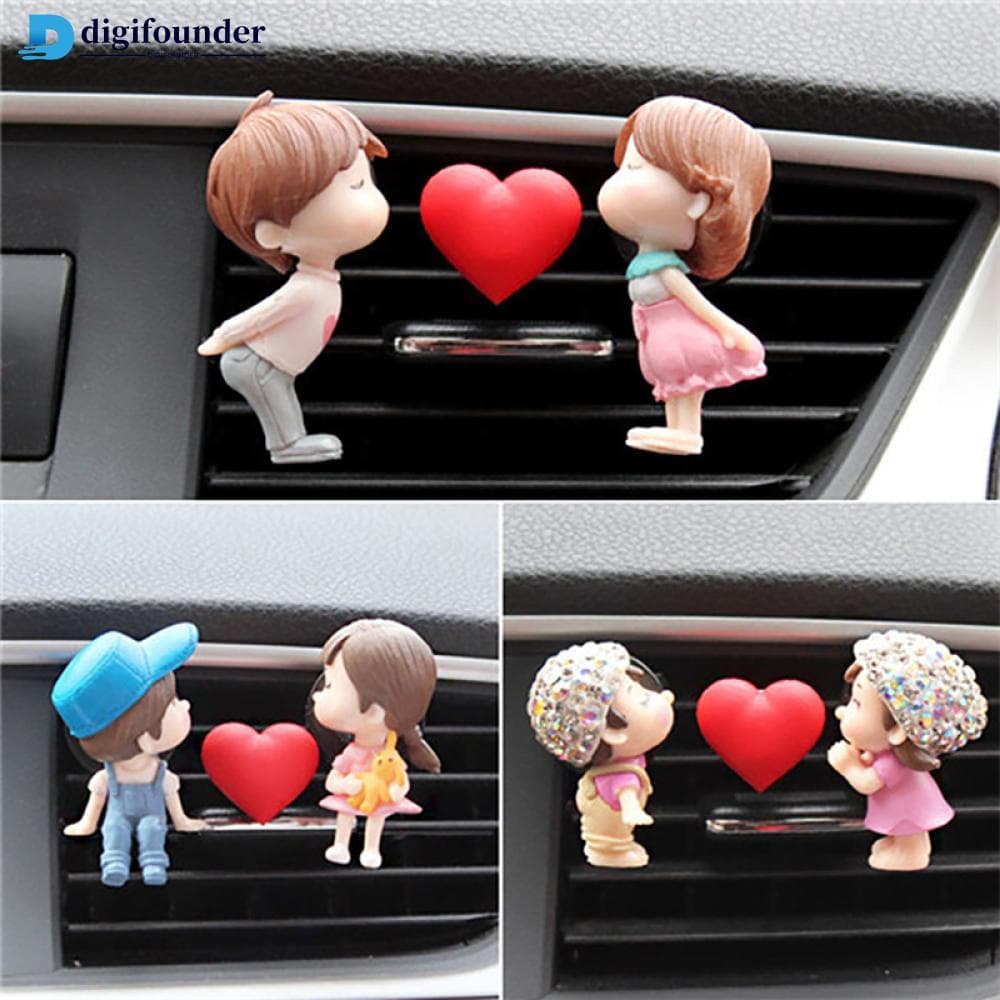 DIGIFOUNDER Cute Cartoon Couples Casal De Bonito Perfume Clip De Aromas Difusor De Ar Condicionado Decoração De Carro I8S5