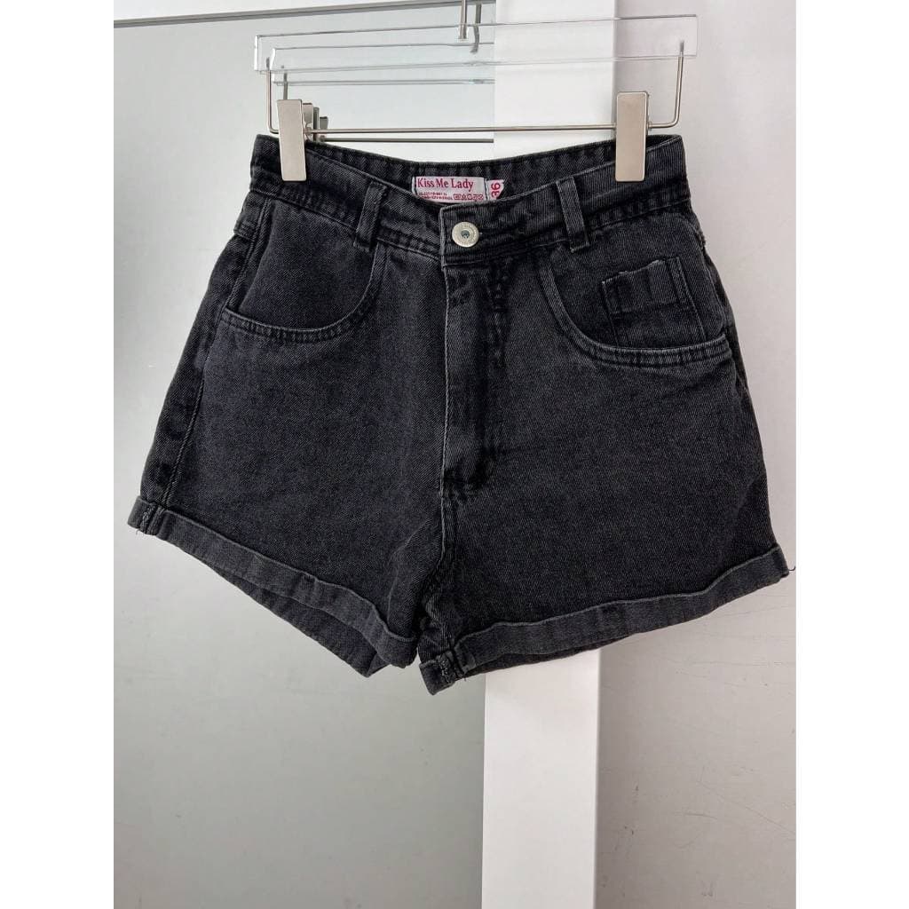 Coolestfeminina 8234 short jeans feminina  Bermuda Feminina preto marmore cinza 8234