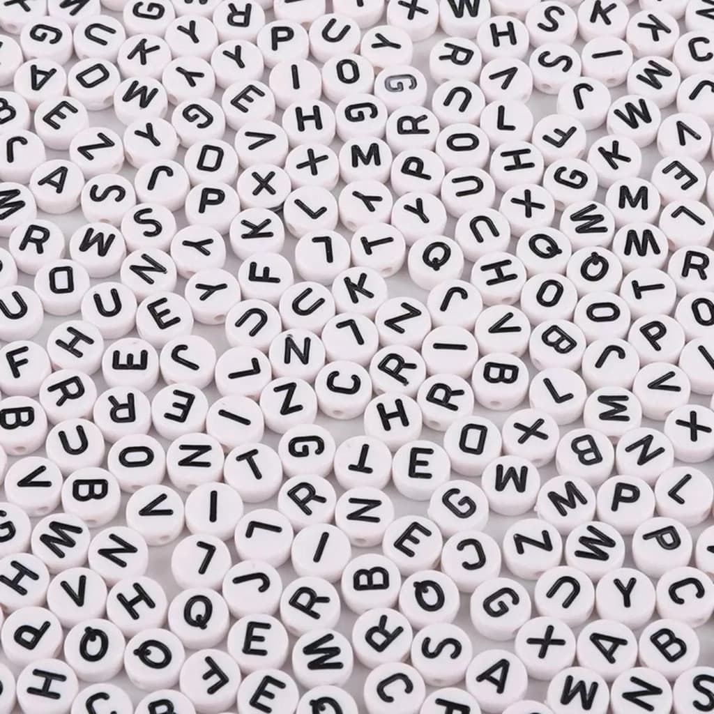 350~400 Pçs Miçanga Infantil Letras Branco Alfabeto 50grama