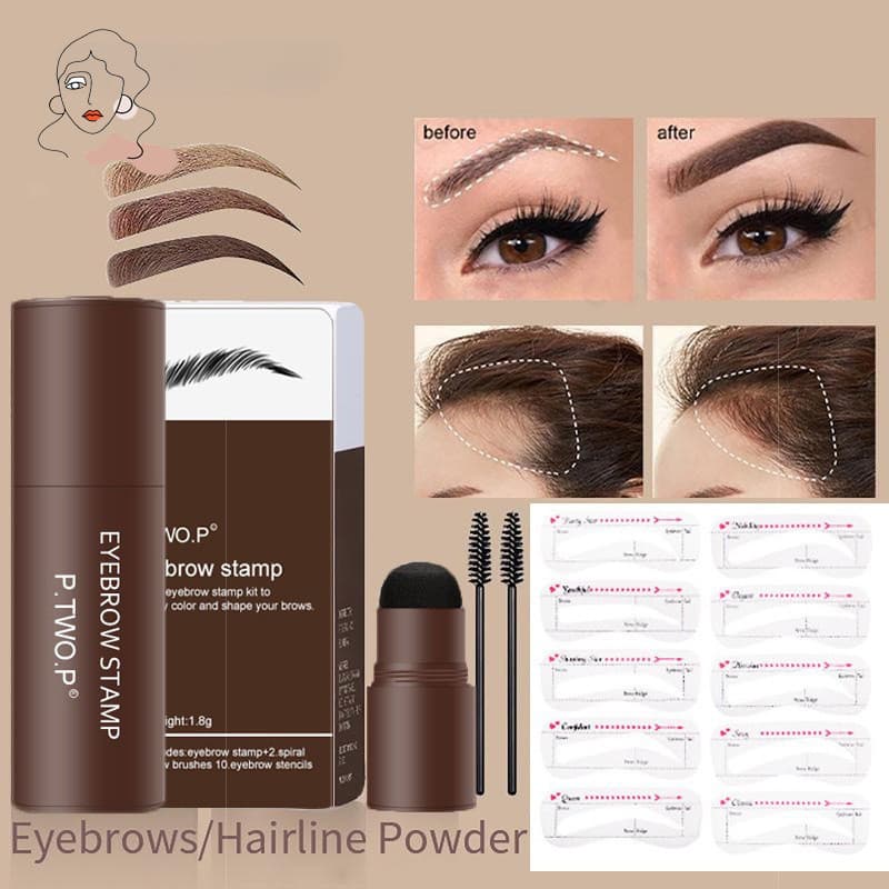 Kit Completo Profissional De Modelagem De Sobrancelhas Em Pó De Carimbo Pincéis De Maquiagem Lápis Stencil