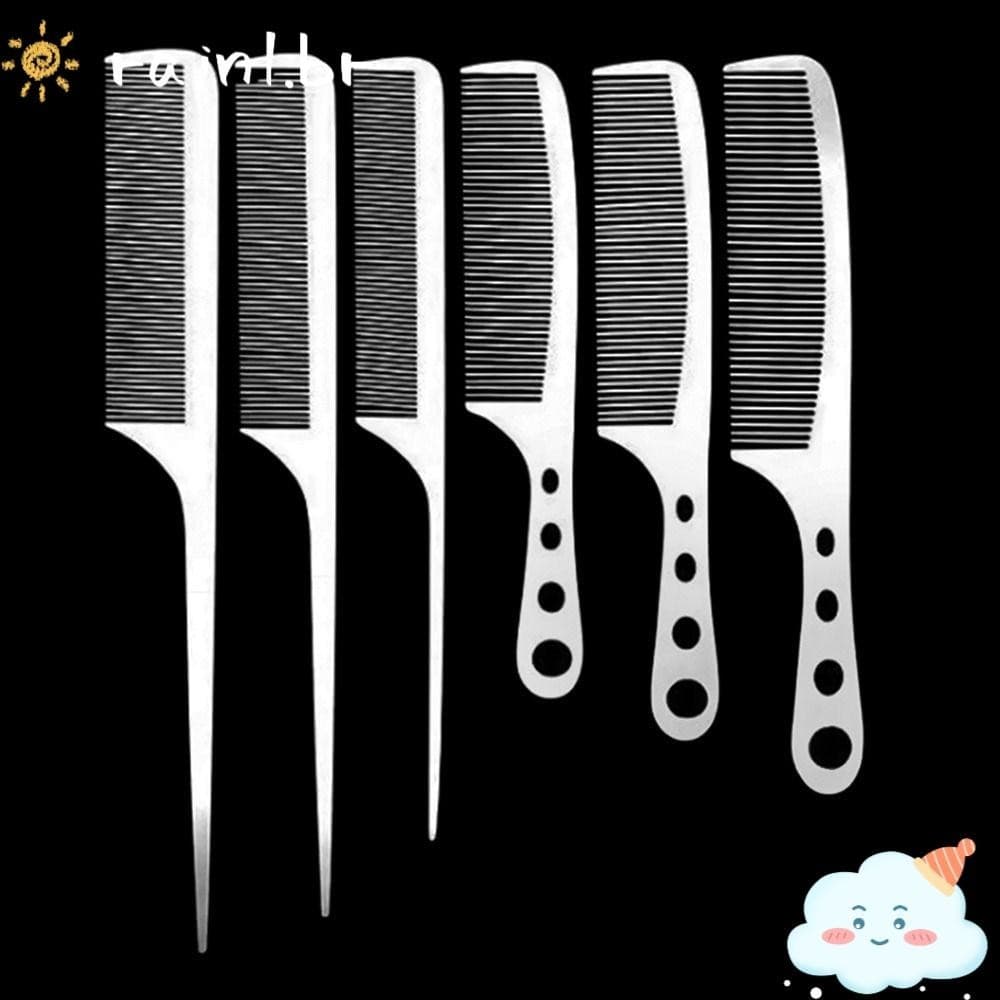 Pente De Estilo De Cabeleireiro RAIN1 , Antiestático De Aço Inoxidável Barbeiro De Metal Prateado