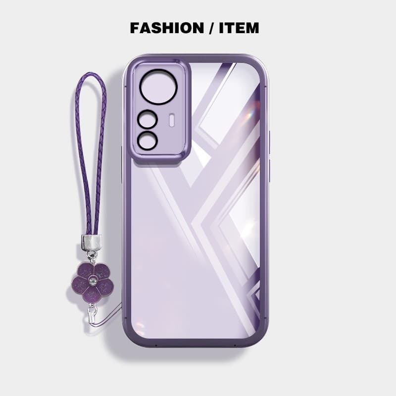 Caixa Xiaomi Redmi 12 Pro 12T Pro 12T Pro 12 Lite 12X K50 Pro K50 Ultra Transparente com Proteção Caixa de Silicone Proteção da lente do telefone à prova de choque com cobertura de cordão de flores HYRHY02
