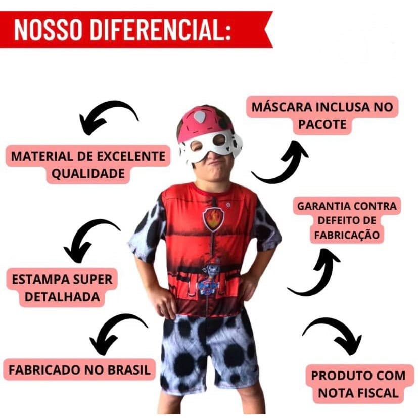 Roupa Menino Fantasia Infantil Marshal Patrulha Canina - Envio Rápido