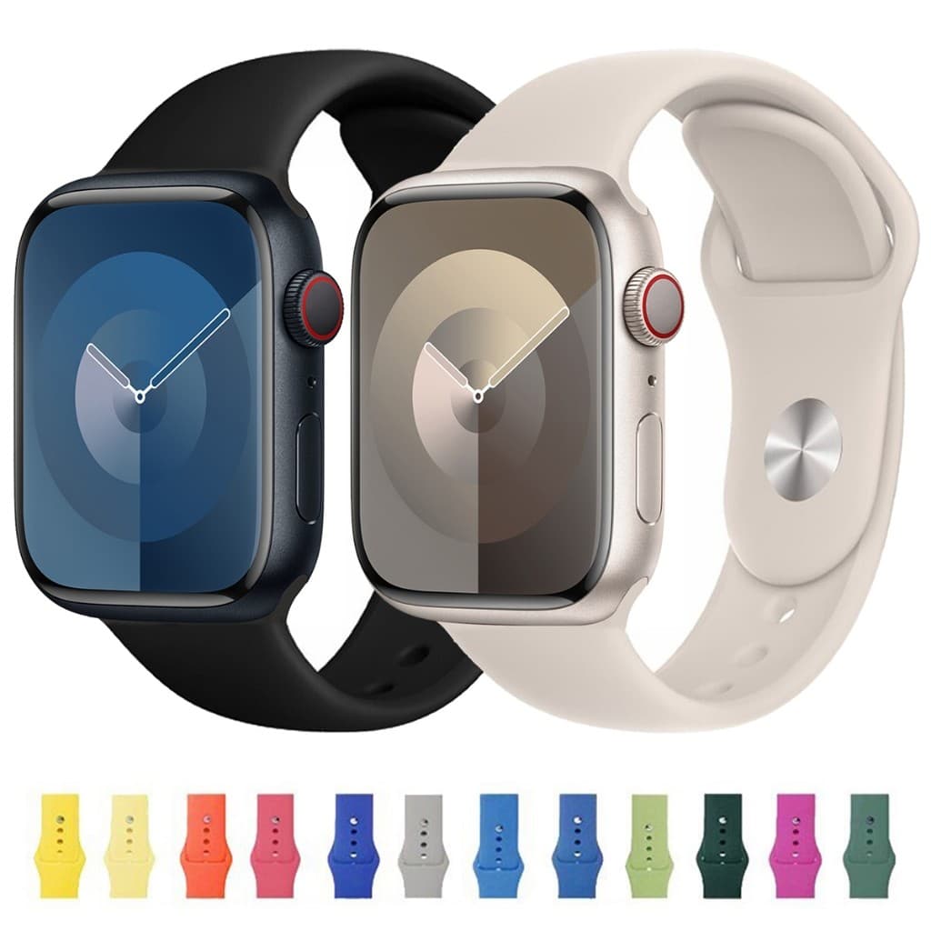 Pulseira Silicone para Apple Watch 45mm 44mm 49mm 46mm 42mm 41mm 40mm Ultra/10/9/8/7/se/6/5/4/3 SM ML IWO 12 13 11 W26