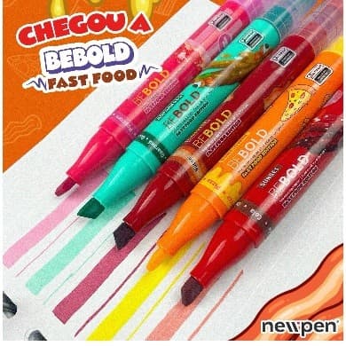 Kit com 5 Marca-Textos Perfumados com Cheirinho de Comida Be Bold Fast Food da Newpen