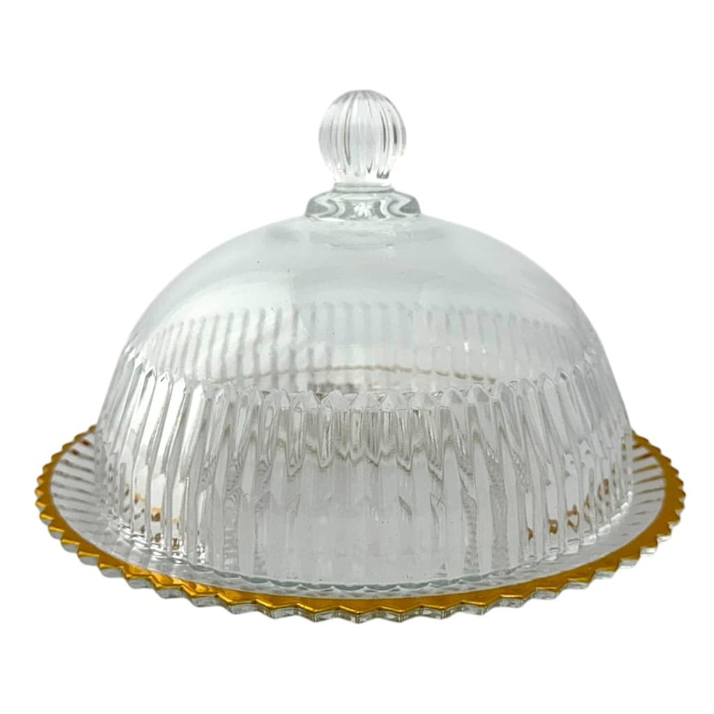 Queijeira Canelada Wolff Cristal Borda Fio de Ouro 20cm Mesa