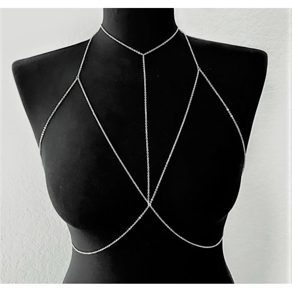 Bodychain borychain sutiã de correntes banho Ouro e Prata