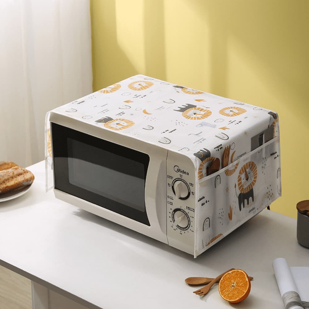 Capa Para Microondas Com Bolso Lateral Pano De Micro-ondas 85x35 Tecido Impermeável Casa Cozinha Proteção Anti Respingo Lavável Sujeira Óleo Litros