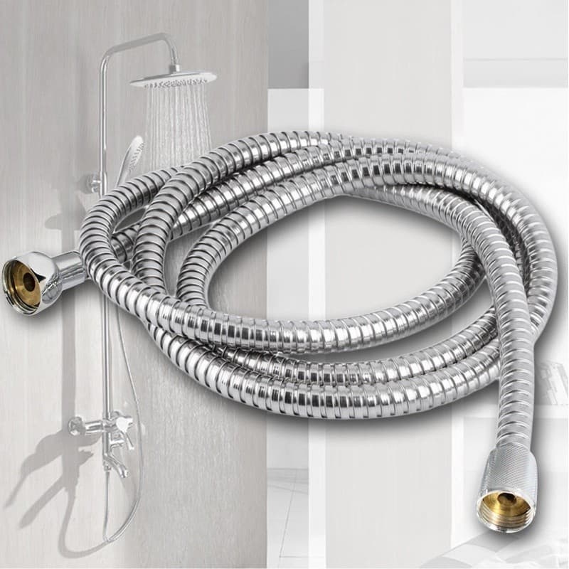 Mangueira de chuveiro flexível, 1.5m/2m, mangueiras longas de encanamento, aço inoxidável, cromado, acessórios de banheiro, cabeça de água, tubo de chuveiro s