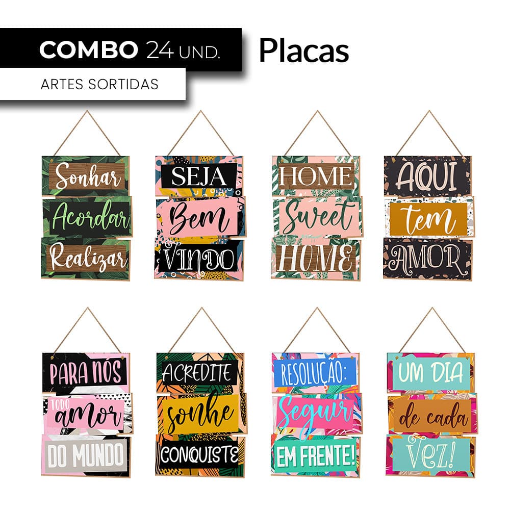 Kit 24 Placas de Porta Decorativas Combo Atacado Placas