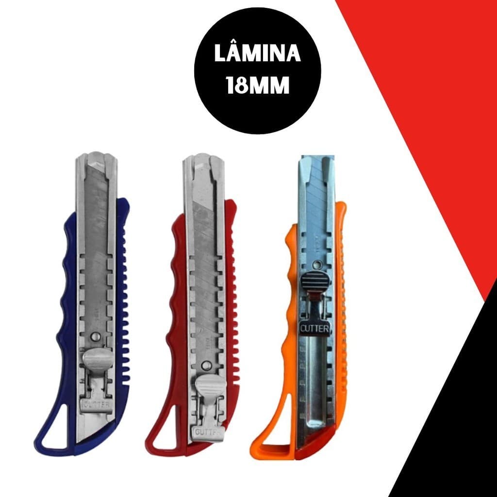 Estilete Metal Com Trava Anatomico Cabo Plastico18MM